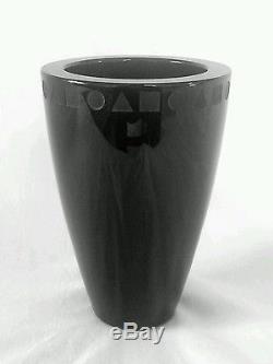 Vintage Sasaki Japan heavy hand cut black crystal vase 5.75 inches