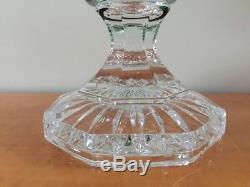 Vintage Tall Czech Bohemian Emerald Green Cut to Clear Crystal Vase