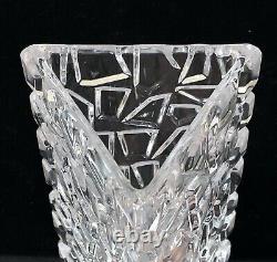 Vintage Tiffany & Co 7.5 Tall Sierra Rock Cut Crystal Triangle Flower Vase