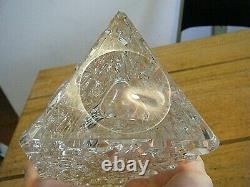 Vintage Tiffany & Co Signed Rock Cut Sierra 7 3/4 Triangle Crystal Vase