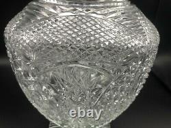 Vintage Turkish Hand Cut Crystal Vase withSawtooth Rim, 10 1/2 Tall, 8 Widest