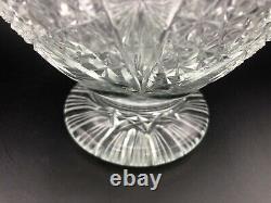 Vintage Turkish Hand Cut Crystal Vase withSawtooth Rim, 10 1/2 Tall, 8 Widest