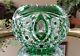 Vintage Val St Lambert Green Cut To Clear Crystal Rose Bowl Vase, Excellent