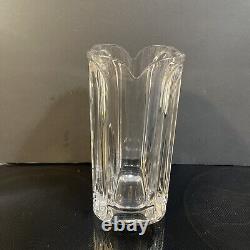 Vintage Villeroy & Boch Quadra Crystal Square Ribbed Vase Clear Rare 8.75