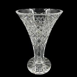 Vintage Waterford Crystal 10 Pedestal Trumpet Vase Signed with Seahorse Quilt