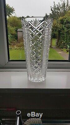 Vintage Waterford Cut Crystal Clare Flower Vase 12 30cm Tall Beautiful