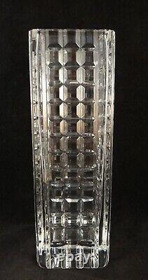 Vintage Waterford Cut Crystal Fleurology Square Vase by Jeff Leatham, 11 tall