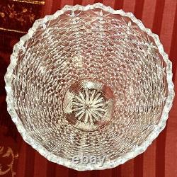 Vintage Yasemin Cut Crystal Large Vase Signed 15 Sawtooth Rim Turkey Brilliant