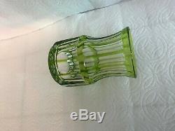 Vintage saint Louis french cut crystal green color vase signed 5 7/16 tall