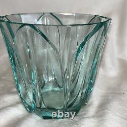 Vintage signed Moser Cut Crystal Leaf Bowl/Vase