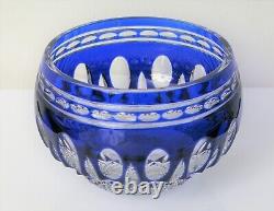 Vtg Beautiful Designer Signed Waterford Cobalt Blue Cut Crystal Bowl Clarendon