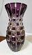 Vtg Crystal Cut To Clear Amethyst Purple Vase 10in Heavy- 710z Read