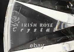 Vtg IRISH ROSE Crystal VASE Cut Criss Cross Vertical Footed Base Flared Top 8