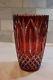 Vtg Large Vase Cranberry Red Pink Cut To Clear Heavy Thick Lead Crystal Rare