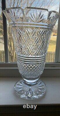 WATERFORD CRYSTAL Seahorse Signed Irish Cut Glass 10 Footed Vase