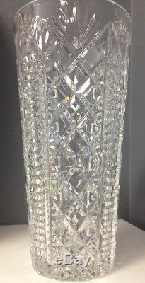 WATERFORD Clear Faceted Heavy Cut Lead Crystal 10 Inch Clare Patterned Vase SR