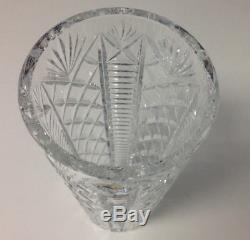 WATERFORD Clear Faceted Heavy Cut Lead Crystal 10 Inch Clare Patterned Vase SR