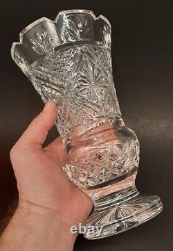 WATERFORD Crystal Signed PAUL FARRELL MASTER CUTTER 8.5 Footed Vase c. 1998