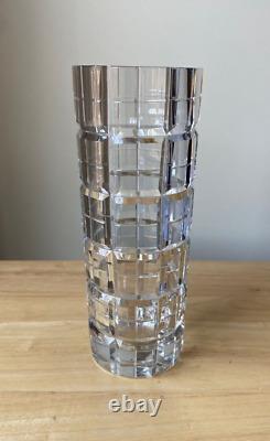 WEDGWOOD 10 Geometric Cut Crystal Cylinder Vase EUC