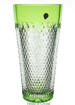 Waterford Alana Vase Lime Green Cut to Clear Cased Crystal 14 New No Box