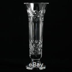 Waterford Balmoral Cut Crystal Vase Stars Panel Cross Cut Irish Art Glass Vintag
