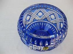 Waterford Bowl NEW $250 Lead Crystal Cobalt Blue Cased Cut to Clear 6 Bowl