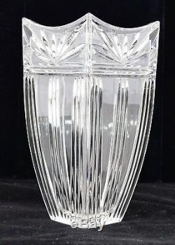 Waterford Clear Cut Crystal Flower Vase Signed 8 Tall Square Rim