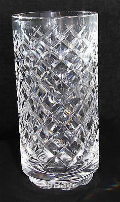Waterford Crystal Alana Diamond Cut Pattern Footed 6 Cylindrical Vase