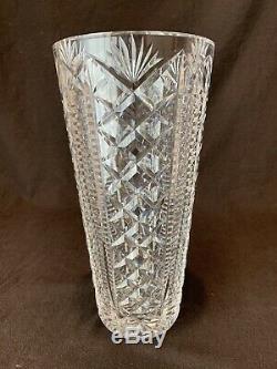 Waterford Crystal Clare 12 Large Flower Vase Intricate Cuts Ireland