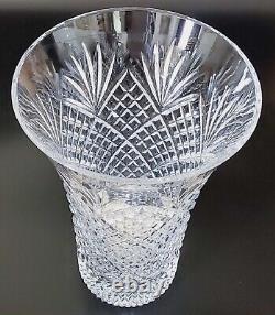Waterford Crystal Flared Diamond Cut Vase Signed 10 Mint