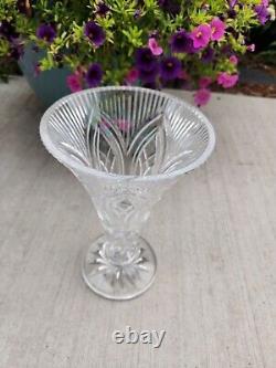 Waterford Crystal Footed Flower Vase Flutted Flared 10