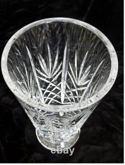 Waterford Crystal Footed Vase 8 Fans Criss Cross Cuts Ireland Vintage GORGEOUS