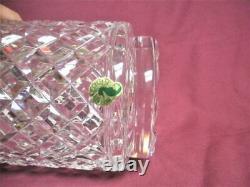 Waterford Crystal Glass ALANA 10 Cylinder Vase Diamond Cut Signed & Sticker