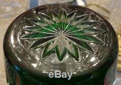 Waterford Crystal Irish Lace 12 Vase Emerald Green Cut To Clear