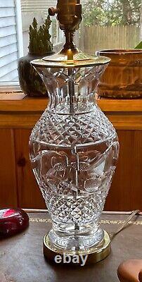 Waterford Crystal Lamps Cut Crisscross Bands Thumbprint With Finial/ No Shade