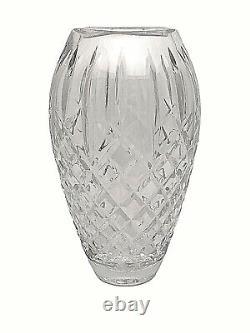 Waterford Crystal Vase Araglin 9 in Floral Criss Cross Vertical Cuts