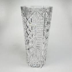 Waterford Crystal Vase Clare 10in Flared Hand Blown Fan Criss Cross Cuts