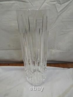 Waterford Cut Crystal 12 Flower Floral Vase Narrow Straight Wall Sides Modern