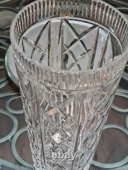Waterford Cut Crystal Clare Pattern Vase Large 12 x 6 Heavy