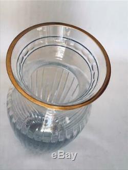 Waterford Cut Crystal Hanover 8 Flower Vase with Gold Rim Marquis Collection