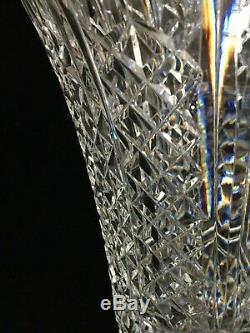 Waterford Cut Crystal Ireland Art Glass Master Cutting Vase, 10 Tall x 7 1/4 D