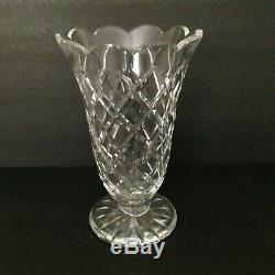 Waterford Diamond Cut Crystal Scalloped Footed 10 Tall Flower Vase Vintage