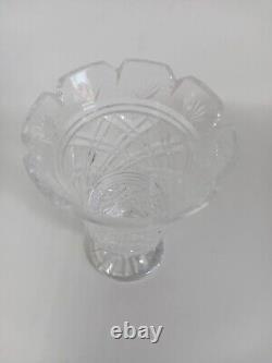 Waterford Georgian Strawberry Cut Crystal Vase Castle Top Signed 7