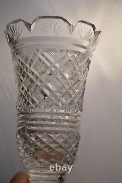 Waterford Georgian Strawberry Cut Crystal Vase Castle Top and Nexus Signed 7