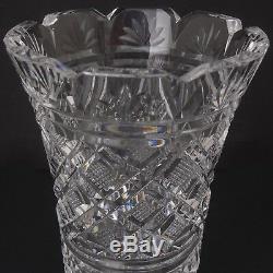 Waterford Georgian Strawberry Cut Crystal Vase, Vintage, Signed, FINE & RARE