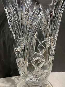 Waterford Irish Crystal. 14 Ht. Balmoral Footed Vase. Wonderful Cuts. Sparkle