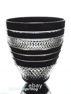Waterford John Rocha Black Cased Cut to Clear Crystal Voya Vase 7.5 Displayed