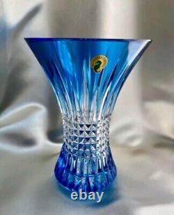 Waterford Lismore Diamond Vase Blue