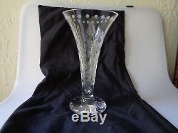 William Yeoward Cut Crystal Bowl Brilliant And Elegant Vase 10 Tall Fern Etch