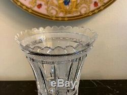 William Yeoward Frosted and Clear Cut Glass Vase with Scalloped Rim